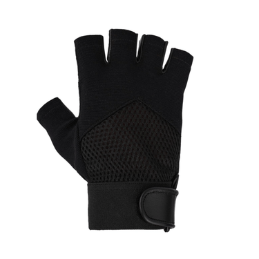 Black Premium Leather & Mesh Polyester Fingerless Gloves -